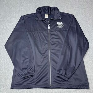 VTG Team USA Olympic Committee‎ L Black Full Zip-Up Track Jacket Vintage Sports